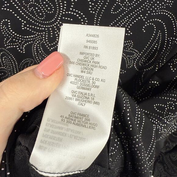 Susan Graver Tunic Womens XL Liquid Knit Metallic Stud Bell Sleeve Top Office - Picture 7 of 13